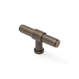 AW838P-80-AB - Alexander & Wilks Kingston Plain T-Bar Cupboard Knob 80mm - Antique Brass