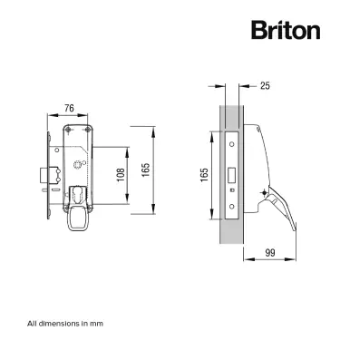 Click Here To Enlarge This Photo Of BRITON 389&period;N&period;SE Push Pad Emergency Exit Mortice Nightlatch
