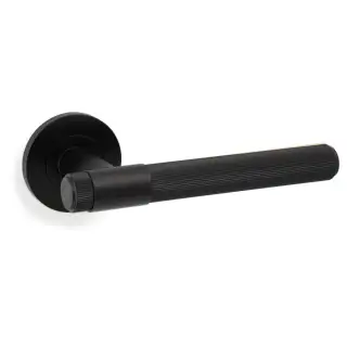 AW242BL - Alexander & Wilks Reeded Kingston Lever on Round Rose - Black