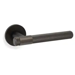 AW242DBZPVD - Alexander & Wilks Reeded Kingston Lever on Round Rose - Dark Bronze PVD