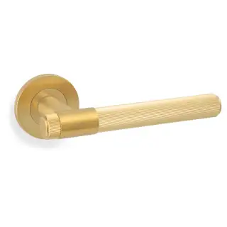 AW242SBPVD - Alexander & Wilks Reeded Kingston Lever on Round Rose - Satin Brass PVD
