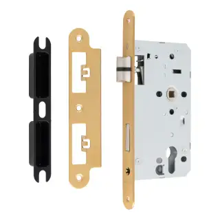 DLX7260ESCSB&sol;R - Carlisle Brass Eurospec DIN Euro Escape Lock 60mm Backset &lpar;Radius Forend&rpar; - Satin Brass