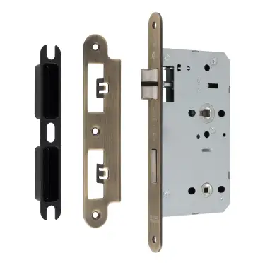 Click Here To Enlarge This Photo Of DLX7860WCAB&sol;R - Carlisle Brass Eurospec DIN Bathroom Lock 60mm Backset &lpar;Radius Forend&rpar; - Antique Brass
