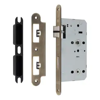 DLX7860WCAB&sol;R - Carlisle Brass Eurospec DIN Bathroom Lock 60mm Backset &lpar;Radius Forend&rpar; - Antique Brass