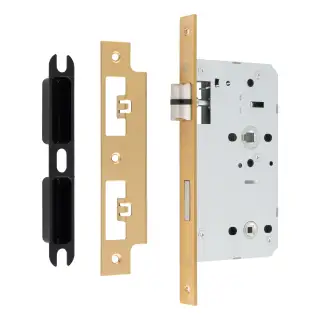 DLX7860WCSB - Carlisle Brass Eurospec DIN Bathroom Lock 60mm Backset &lpar;Square Forend&rpar; - Satin Brass
