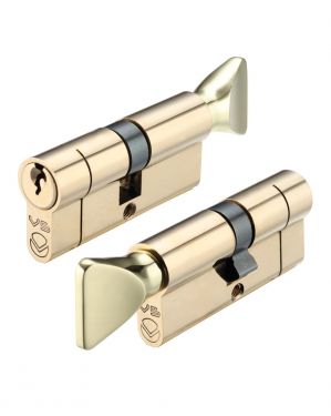 Click Here To Enlarge This Photo Of V10EP4550CTPBE - Zoo Hardware Vier V10 Euro Profile Cylinder & Turn 95mm (45/50T) Polished Brass