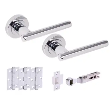 Click Here To Enlarge This Photo Of H2889PCP - Hunta 'Solus' Polished Chrome Passage Bullet Latch Doorpack with 3" Ball Bearing Hinges &lpar;57mm Backset&rpar;
