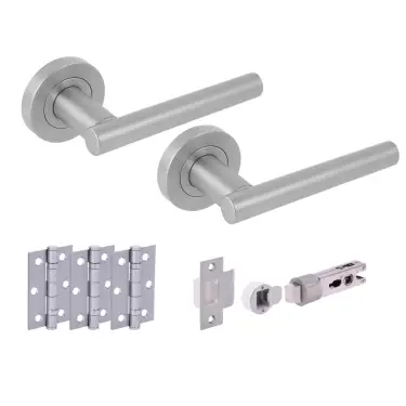 Click Here To Enlarge This Photo Of H2889SCP - Hunta 'Solus' Satin Chrome Passage Bullet Latch Doorpack with 3" Ball Bearing Hinges &lpar;57mm Backset&rpar;