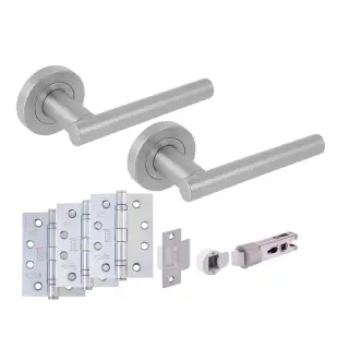 H2891SCP - Hunta 'Solus' Satin Chrome Passage Bullet Latch Doorpack with 4" Fire Door Ball Bearing Hinges &lpar;57mm Backset&rpar;