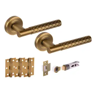 H2881MBR - Hunta 'Roca' Diamond Cut Matt Bronze Passage Bullet Latch Doorpack with 3" Ball Bearing Hinges &lpar;57mm Backset&rpar;