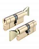 V10EP5040CTPBE - Zoo Hardware Vier V10 Euro Profile Cylinder & Turn 90mm (50/40T) Polished Brass