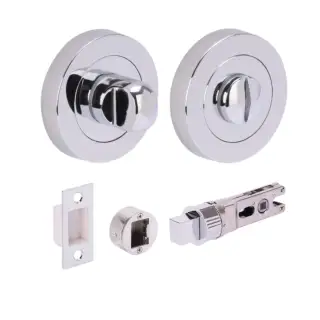 H2954PCP - Hunta Polished Chrome Bathroom Turn & Release Bullet Deadbolt Doorpack &lpar;57mm Backset&rpar;