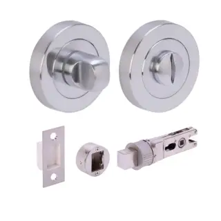 H2954SCP - Hunta Satin Chrome Bathroom Turn & Release Bullet Deadbolt Doorpack &lpar;57mm Backset&rpar;