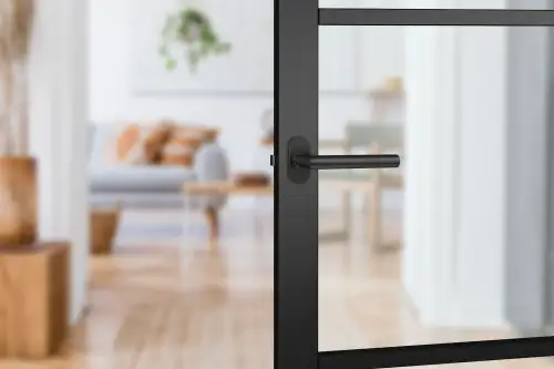 Click Here To Enlarge This Photo Of H2931BM - Hunta Matt Black Urban Essen Lever Door Handle Set for Narrow Stile Doors with 3" Ball Bearing Hinges &lpar;35mm Backset&rpar;