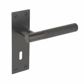 H2254BM - Hunta Dexra Knurled Lever Lock on Flat Plate Matt Black
