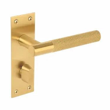 Click Here To Enlarge This Photo Of H2256SB - Hunta Dexra Knurled Lever Bathroom on Flat Plate Satin Brass