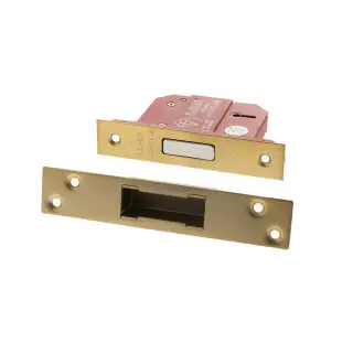 Atlantic - ALKDEAD5LK25SB British Standard 5 Lever Key Deadlock 2&period;5" - Satin Brass