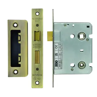 ZBC76AB Zoo Hardware Contract Residential Bathroom Lock 76mm &lpar;57mm Backset&rpar; Antique Brass