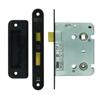 ZBC76RPCB Zoo Hardware Contract Residential Bathroom Lock 76mm &lpar;57mm Backset&rpar; Radius Forends Powder Coated Black