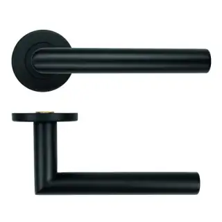 ZCS2010G36PCB Zoo Hardware 19mm Mitred Lever on Round Rose - 53mm x 6mm &lpar;Grade 201&rpar; Powder Coated Black