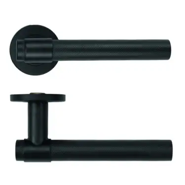 Click Here To Enlarge This Photo Of ZCS2190G36PCB Zoo Hardware Knurled Lever on Round Rose - 53mm x 6mm &lpar;Grade 201&rpar; Powder Coated Black