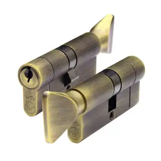 V5EP80CTABKTD Zoo Hardware Vier 5 Euro Profile 80mm Cylinder & Turn Keyed to Differ - Antique Brass Finish