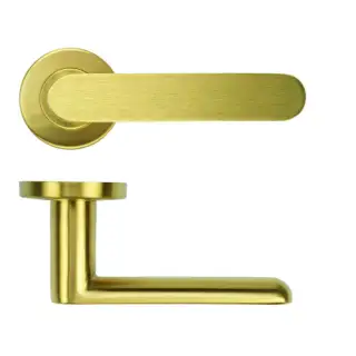 ZCS2090G3PVDSB Zoo Hardware 19mm Arched Lever on Round Rose - 52mm x 8mm &lpar;Grade 201&rpar; PVD Satin Brass
