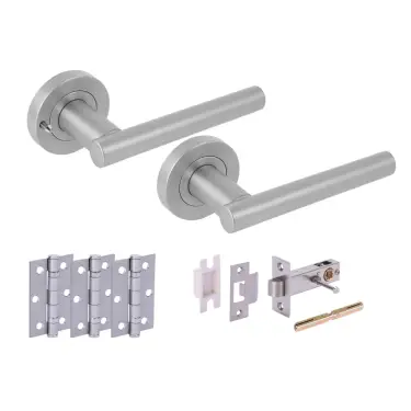 Click Here To Enlarge This Photo Of H6102SCP - Hunta 'Solus' Satin Chrome Privacy Premium Latch Doorpack with 3" Ball Bearing Hinges &lpar;57mm Backset&rpar;
