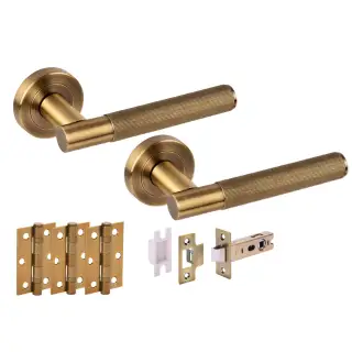 H6104MBR - Hunta 'Vida' Matt Bronze Passage Premium Latch Doorpack with 3" Ball Bearing Hinges &lpar;57mm Backset&rpar;