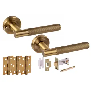 H6105MBR - Hunta 'Vida' Matt Bronze Privacy Premium Latch Doorpack with 3" Ball Bearing Hinges &lpar;57mm Backset&rpar;
