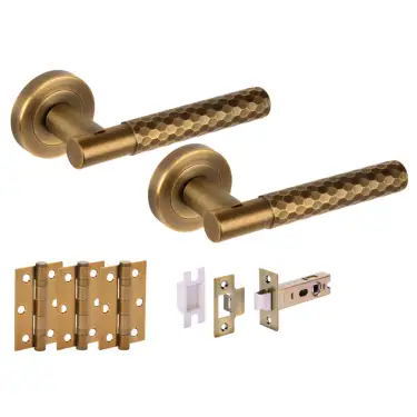 Click Here To Enlarge This Photo Of H6107MBR - Hunta 'Roca' Matt Bronze Passage Premium Latch Doorpack with 3" Ball Bearing Hinges &lpar;57mm Backset&rpar;