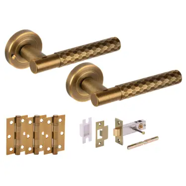 Click Here To Enlarge This Photo Of H6108MBR - Hunta 'Roca' Matt Bronze Privacy Premium Latch Doorpack with 3" Ball Bearing Hinges &lpar;57mm Backset&rpar;