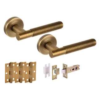 H6110MBR - Hunta 'Halo' Matt Bronze Passage Premium Latch Doorpack with 3" Ball Bearing Hinges &lpar;57mm Backset&rpar;