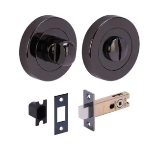 H2953BNL - Hunta Black Nickel Bathroom Turn & Release Standard Deadbolt Doorpack &lpar;57mm Backset&rpar;