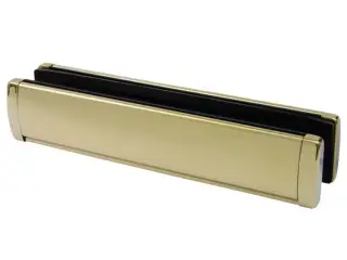 Contemporary Sleeve Type Letter Plate - 318x65mm&comma; Suits 40-75mm Thick doors&comma; 316 PVD Polished Brass &lpar;LP250-PPB&rpar;