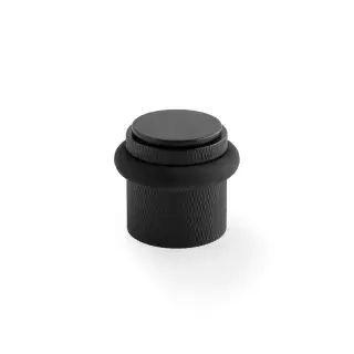 AW639KBL - Alexander & Wilks Brunel Knurled Floor Mounted Door Stop - Black