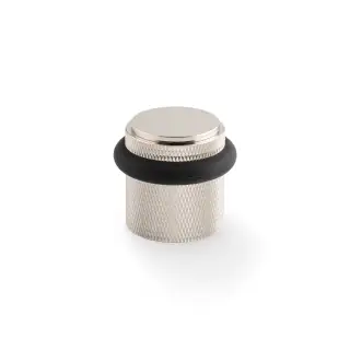 AW639KPN - Alexander & Wilks Brunel Knurled Floor Mounted Door Stop - Polished Nickel
