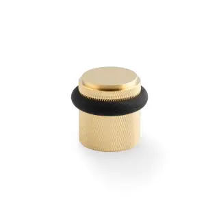AW639KSBPVD - Alexander & Wilks Brunel Knurled Floor Mounted Door Stop - Satin Brass PVD