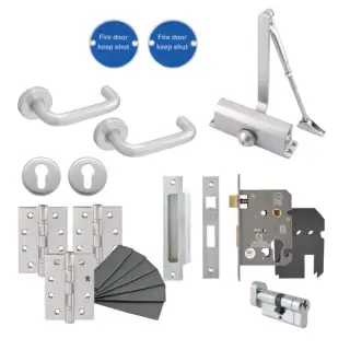 Eclipse 24453 Contractors Office Locking Fire Door Pack &lpar;FD30&sol;60&rpar; Aluminium