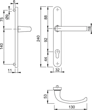 Click Here To Enlarge This Photo Of AR7550 HOPPE 92mm UPVC Lever Door Handles on Narrow Backplate &lpar;215mm c&sol;c&rpar; - Polished Chrome &lpar;50021315&rpar;