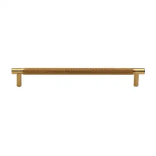V4461 192-PB M&period;Marcus Heritage Brass Cabinet Pull Partial Knurl Design 192mm CTC Polished Brass finish