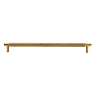 V4461 254-SB M&period;Marcus Heritage Brass Cabinet Pull Partial Knurl Design 254mm CTC Satin Brass finish
