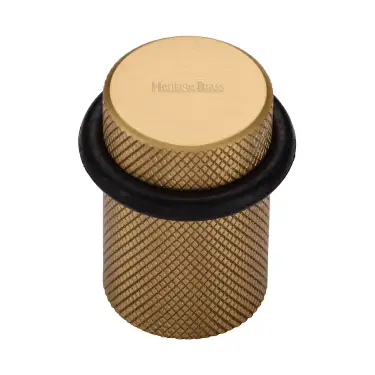 Click Here To Enlarge This Photo Of V1085-SB Heritage Brass Round Door Stop Knurled Satin Brass finish