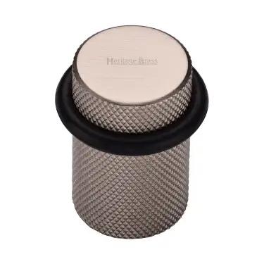 Click Here To Enlarge This Photo Of V1085-SN Heritage Brass Round Door Stop Knurled Satin Nickel finish