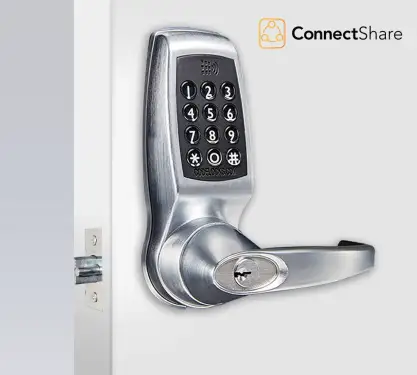 Click Here To Enlarge This Photo Of Codelocks ConnectShare CL4510 BS CC Medium Duty Smart Lock with 60mm Square Mortice Latch - Brushed Steel