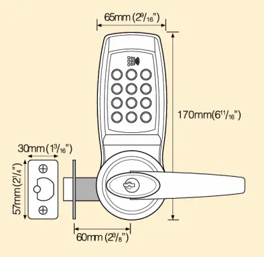 Click Here To Enlarge This Photo Of Codelocks ConnectShare CL4510 BS CC Medium Duty Smart Lock with 60mm Square Mortice Latch - Brushed Steel