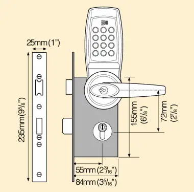 Click Here To Enlarge This Photo Of Codelocks ConnectShare CL4520 BS CC Medium Duty Smart Lock with Mortice Lock - Brushed Steel