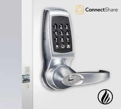 Click Here To Enlarge This Photo Of Codelocks ConnectShare CL4510 BS CC FKP FIRE RATED Medium Duty Smart Lock with 60mm Square Mortice Latch & FireKit - Brushed Steel