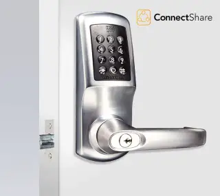 Codelocks ConnectShare CL5510 BS CC Heavy Duty Smart Lock with 60mm Square Mortice Latch - Brushed Steel
