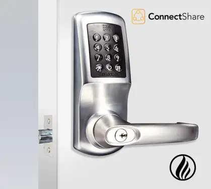 Click Here To Enlarge This Photo Of Codelocks ConnectShare CL5510 BS CC FKP FIRE RATED Heavy Duty Smart Lock with 60mm Square Mortice Latch & FireKit - Brushed Steel